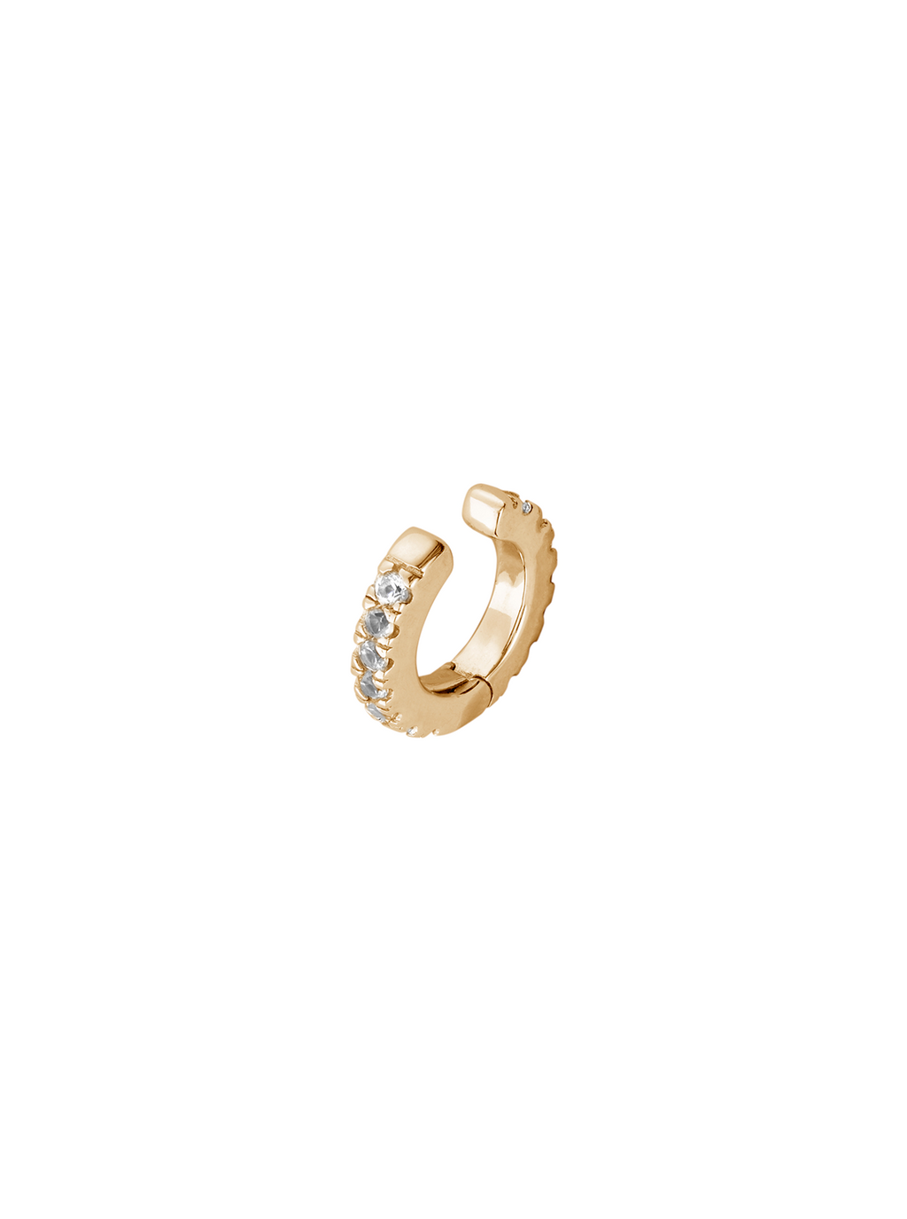 HINGED SINGLE ROW LAB WHITE SAPPHIRE EAR CUFF, GOLD – Dorsey