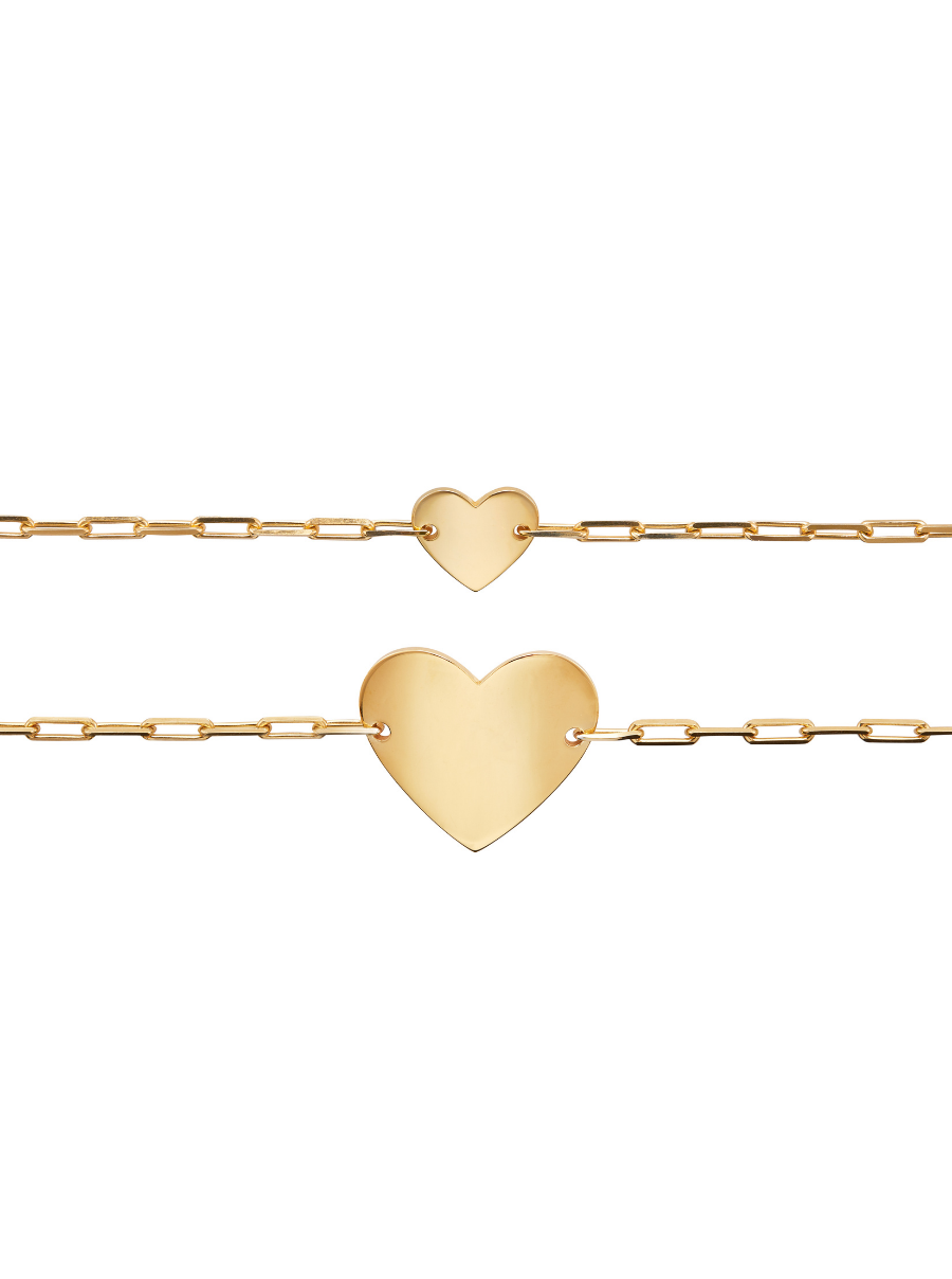 SMALL HEART ID BRACELET, GOLD – Dorsey