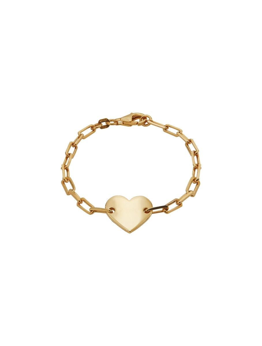 Double Heart Charm Bracelet in Solid Gold 18K White
