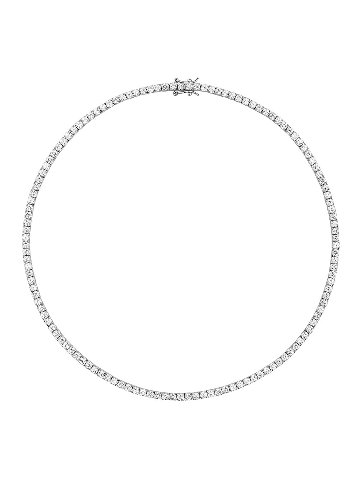 MOSS ROUND CUT, 3MM LAB WHITE SAPPHIRE SILVER RIVIÈRE NECKLACE