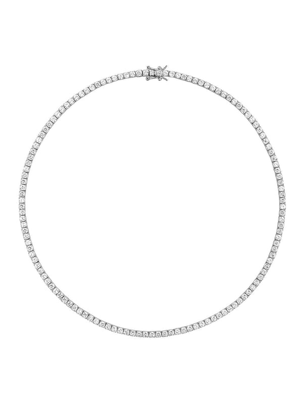 MOSS ROUND CUT, 3MM LAB WHITE SAPPHIRE SILVER RIVIÈRE NECKLACE