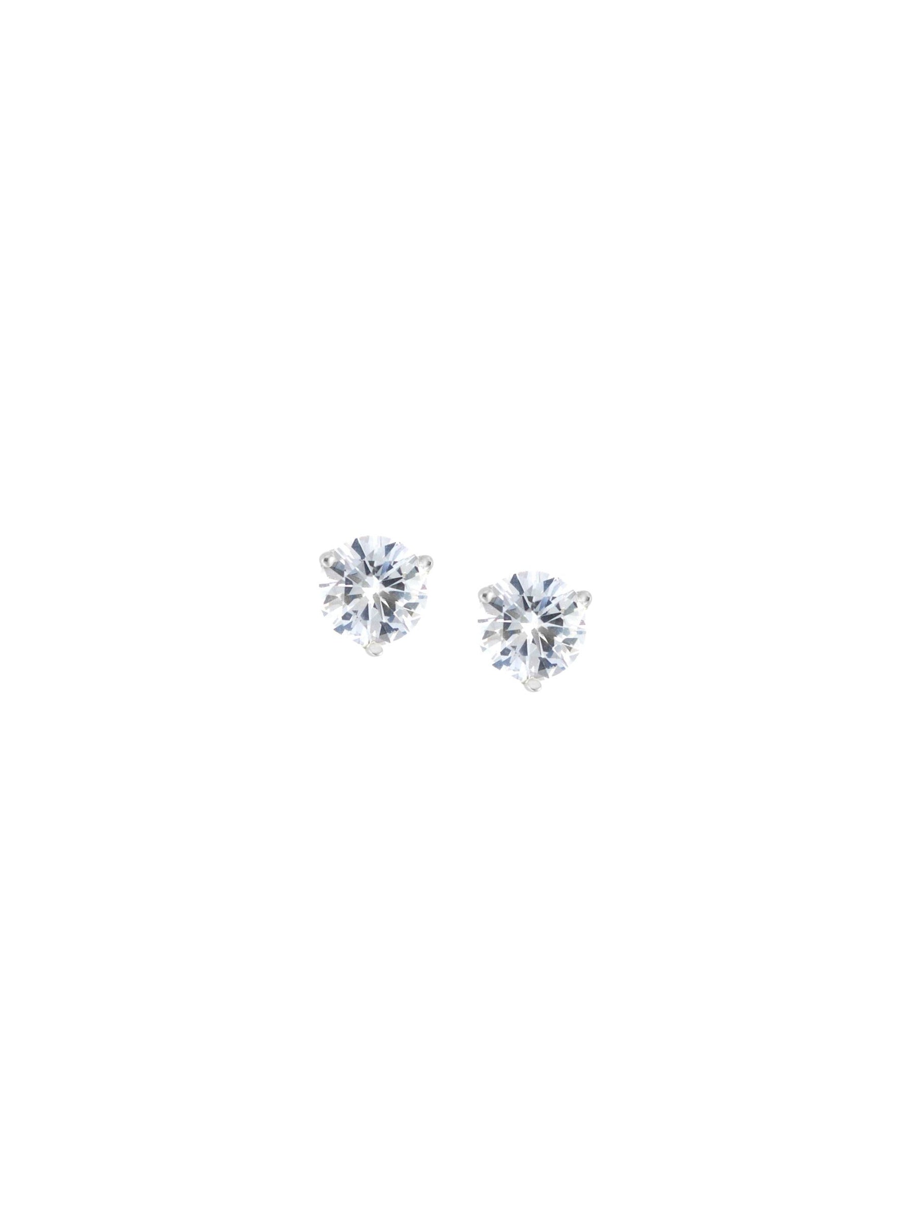 14K WHITE GOLD CLASSIC 3-PRONG ROUND CUT, LAB DIAMOND STUDS