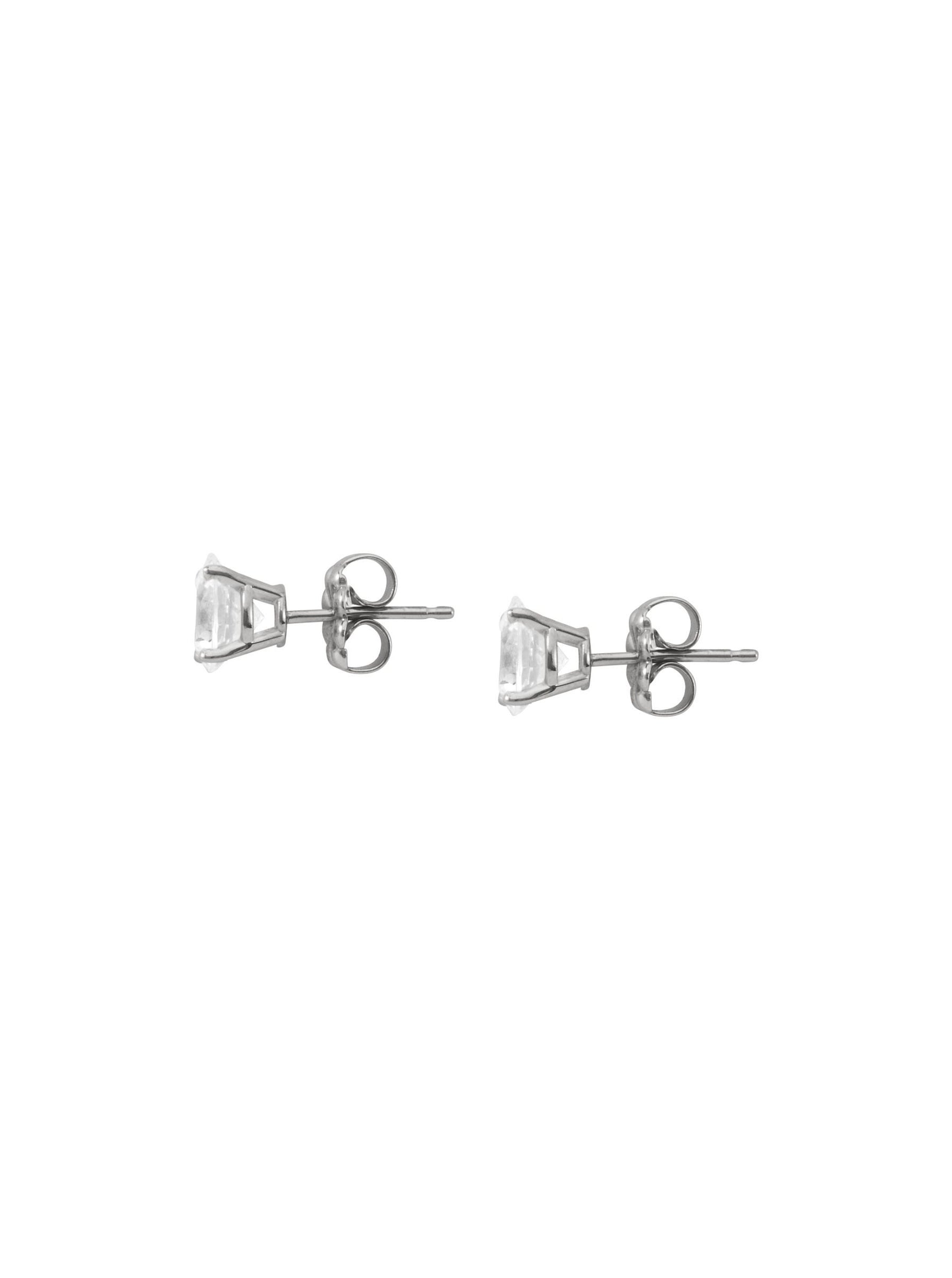 14K WHITE GOLD CLASSIC 3-PRONG ROUND CUT, LAB DIAMOND STUDS