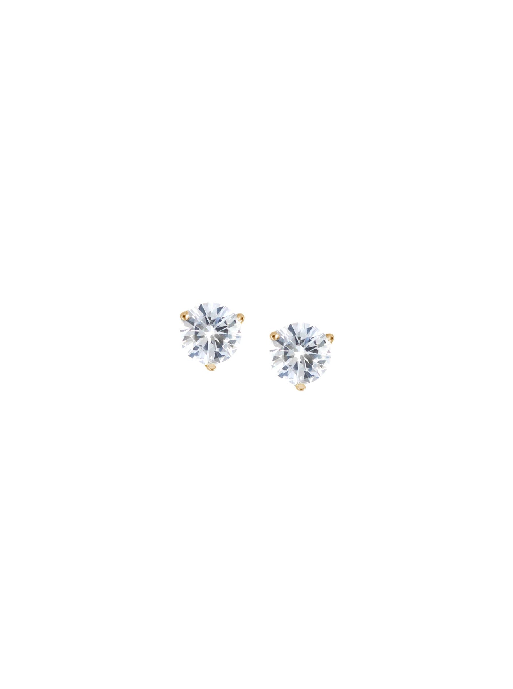 14K YELLOW GOLD CLASSIC 3-PRONG ROUND CUT, LAB DIAMOND STUDS