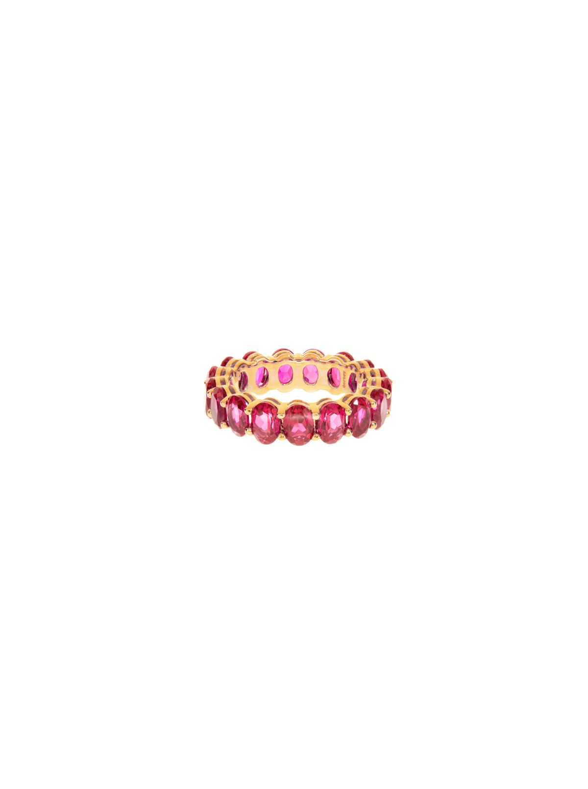 OVAL CUT ETERNITY BAND, LAB RED SAPPHIRE, GOLD