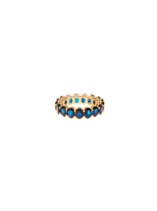 OVAL CUT ETERNITY BAND, LAB BLUE SAPPHIRE, GOLD