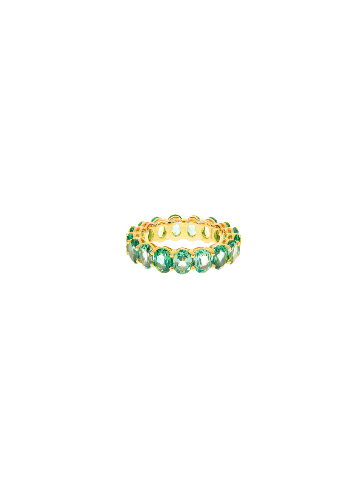 OVAL CUT ETERNITY BAND, LAB LIGHT GREEN SPINEL, GOLD