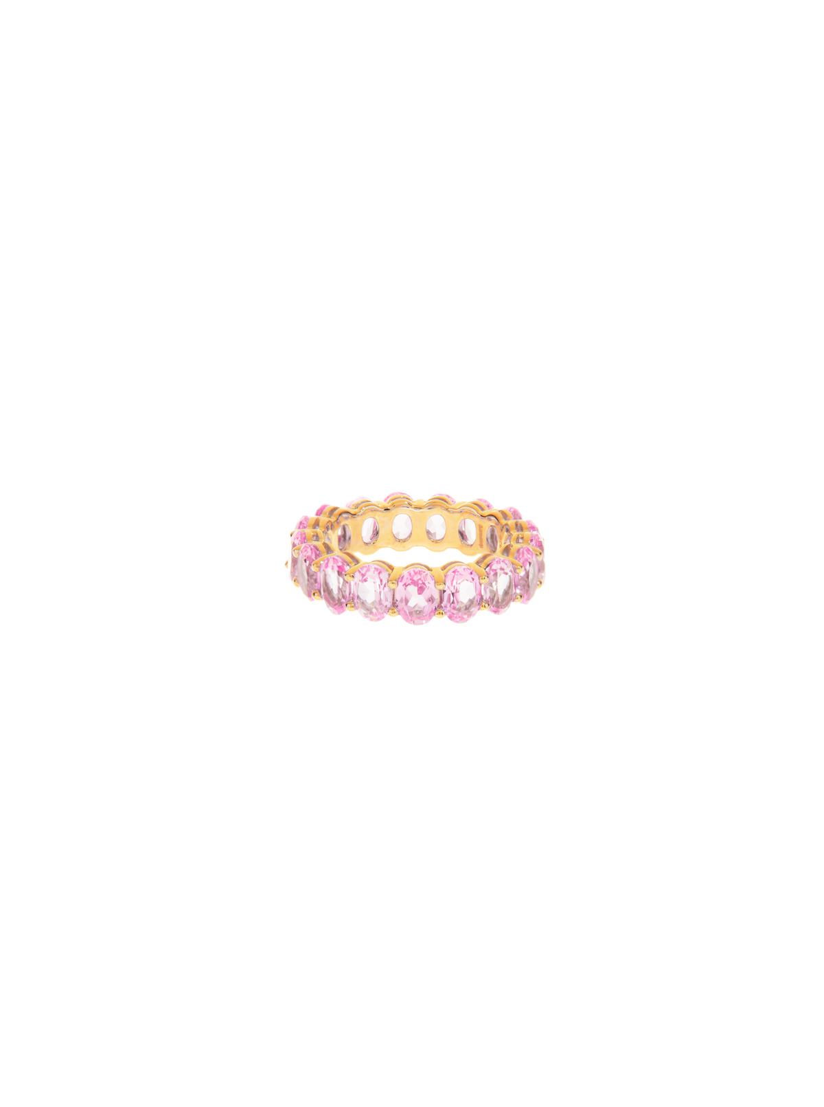 OVAL CUT ETERNITY BAND, LAB PINK SAPPHIRE, GOLD