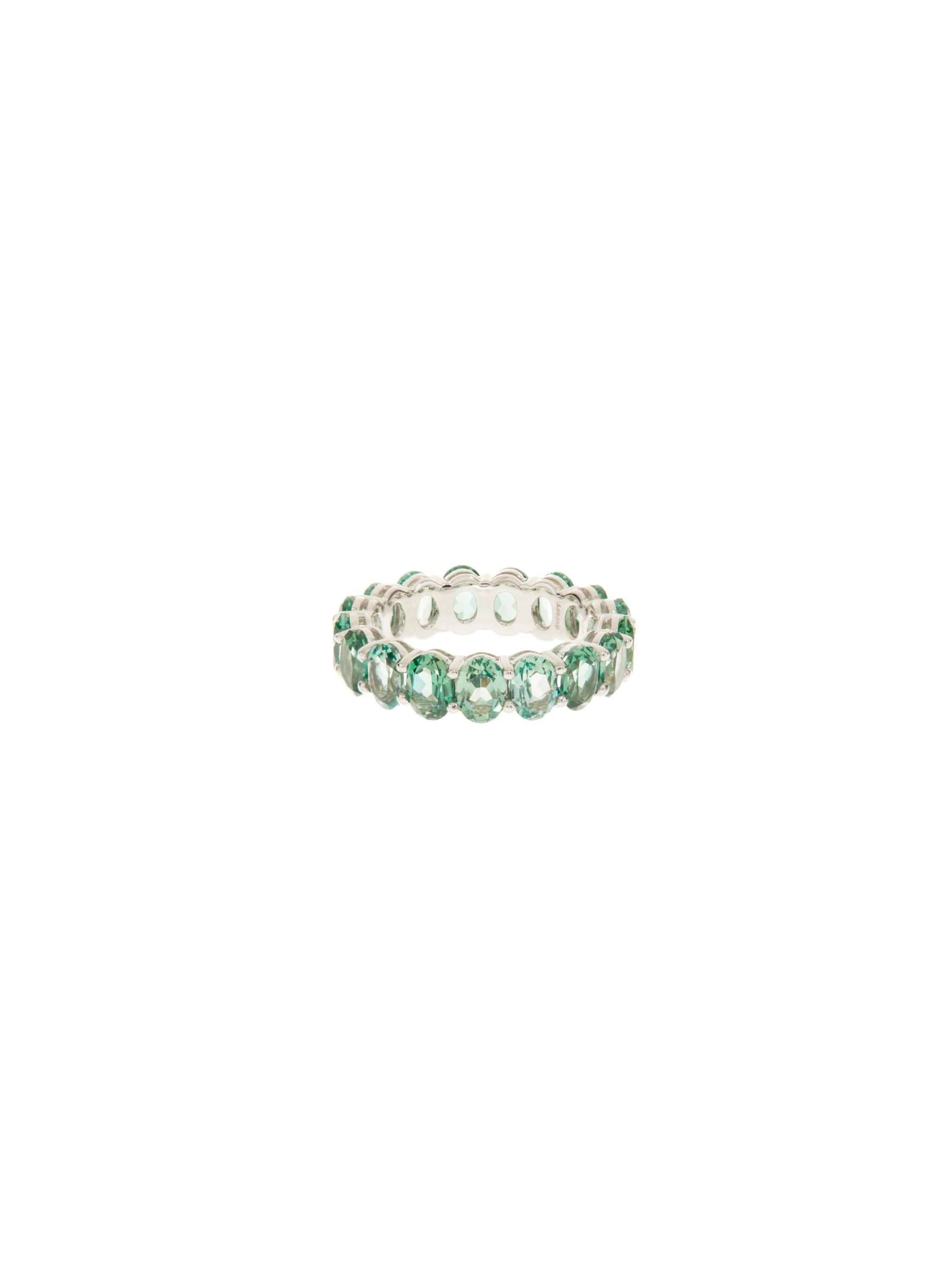 OVAL CUT ETERNITY BAND, LAB LIGHT GREEN SPINEL, SILVER