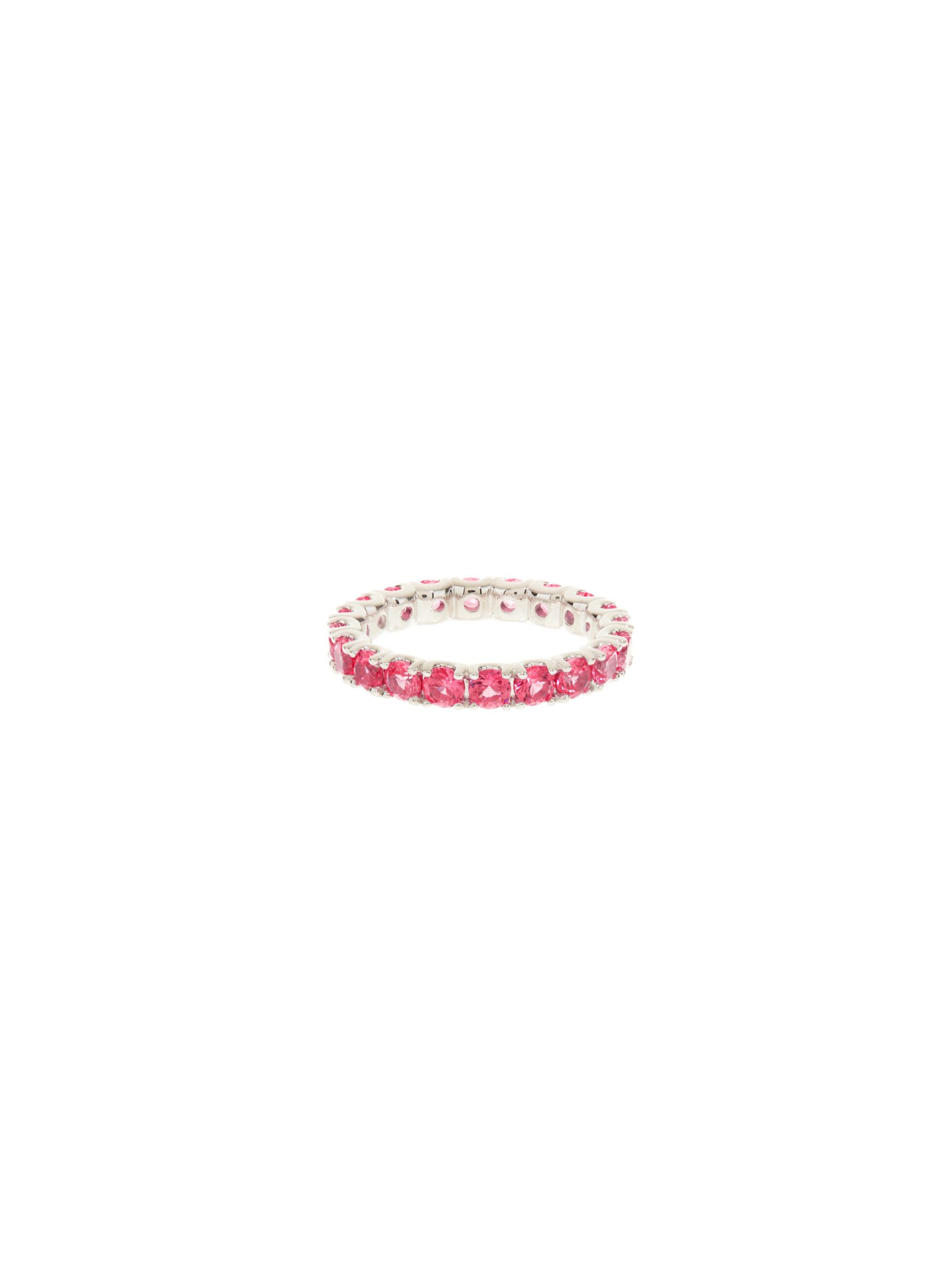 ROUND CUT ETERNITY BAND, LAB RED SAPPHIRE, SILVER