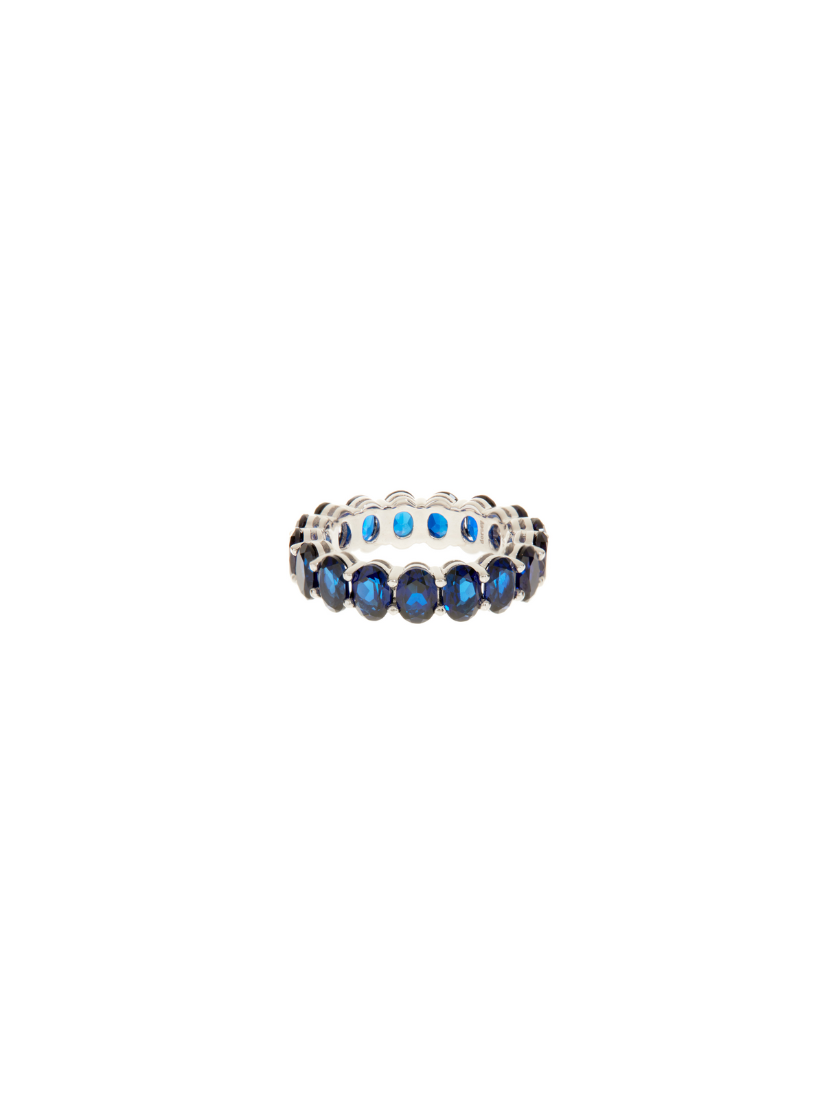 OVAL CUT ETERNITY BAND, LAB BLUE SAPPHIRE, SILVER