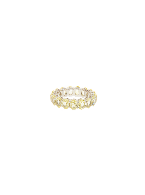 OVAL CUT ETERNITY BAND, LAB YELLOW SAPPHIRE, SILVER