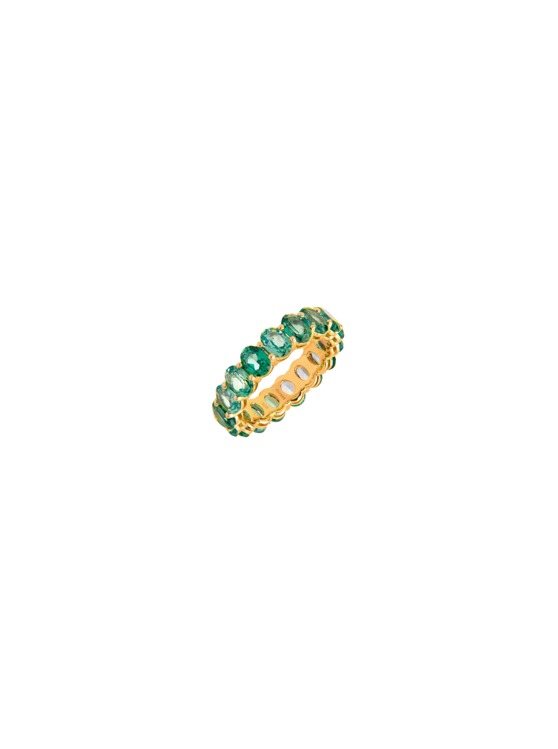 OVAL CUT ETERNITY BAND, LAB LIGHT GREEN SPINEL, GOLD