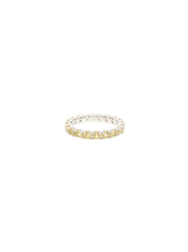 ROUND CUT ETERNITY BAND, LAB YELLOW SAPPHIRE, SILVER