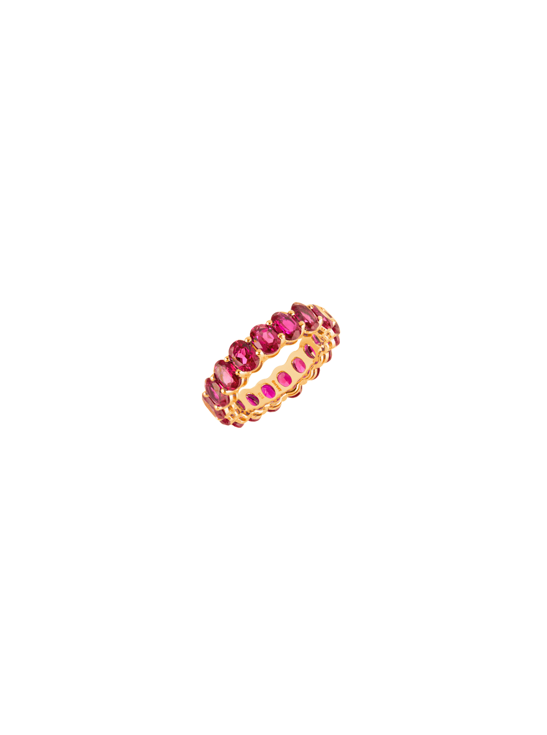 OVAL CUT ETERNITY BAND, LAB RED SAPPHIRE, GOLD