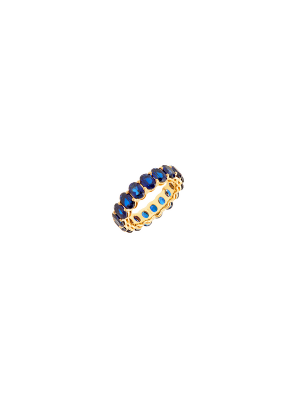 OVAL CUT ETERNITY BAND, LAB BLUE SAPPHIRE, GOLD