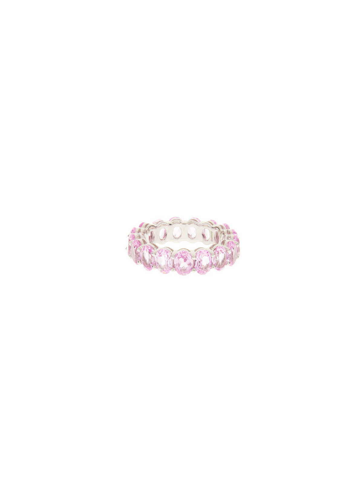 OVAL CUT ETERNITY BAND, LAB PINK SAPPHIRE, SILVER