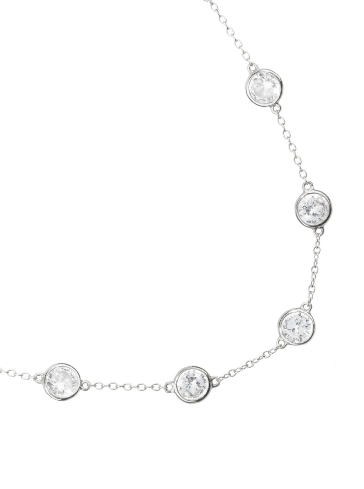 CLEMENCE, 7.50 CARAT 15 STONE STRAND NECKLACE, SILVER