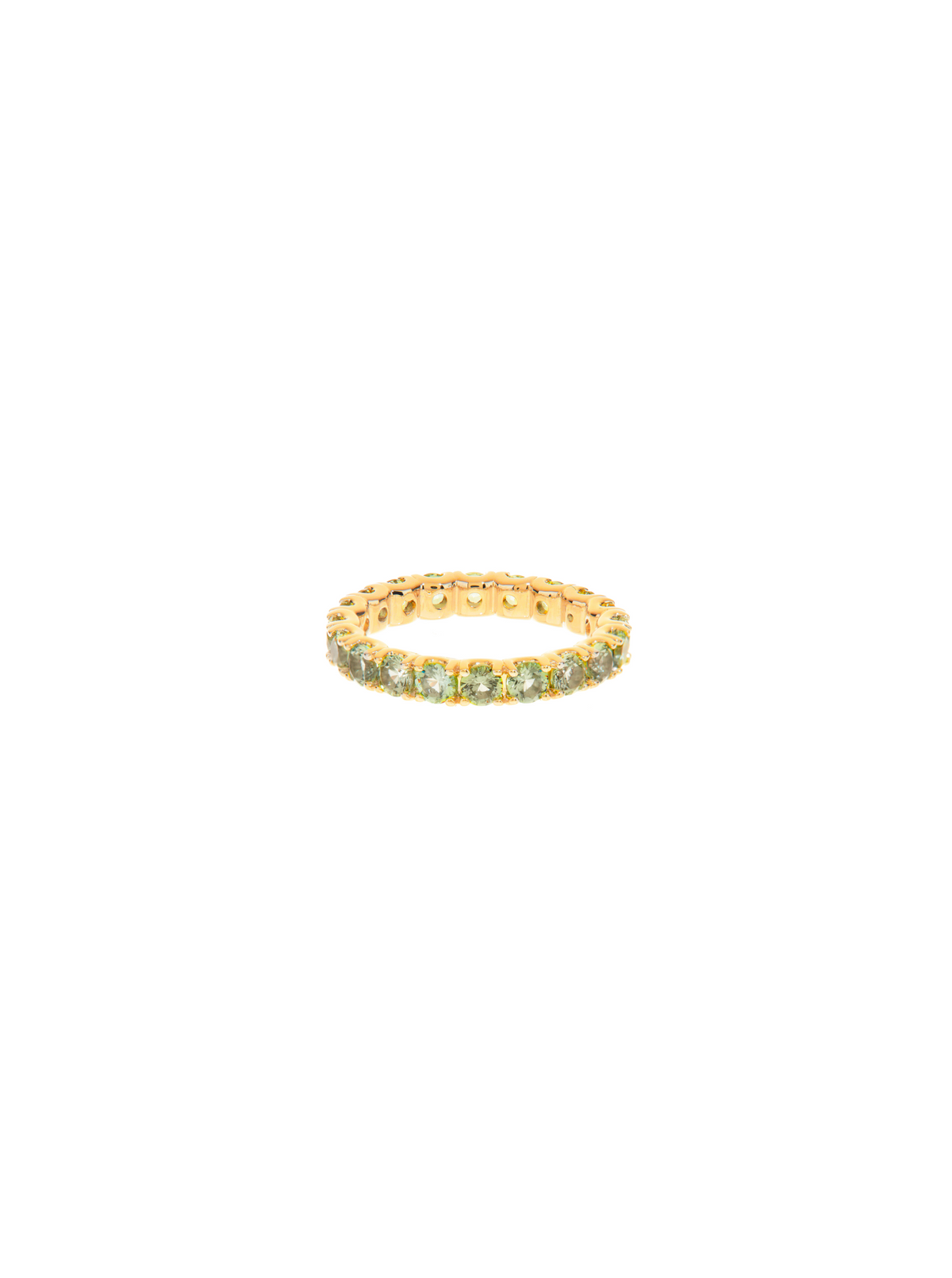 ROUND CUT ETERNITY BAND, LAB LIGHT GREEN SPINEL, GOLD