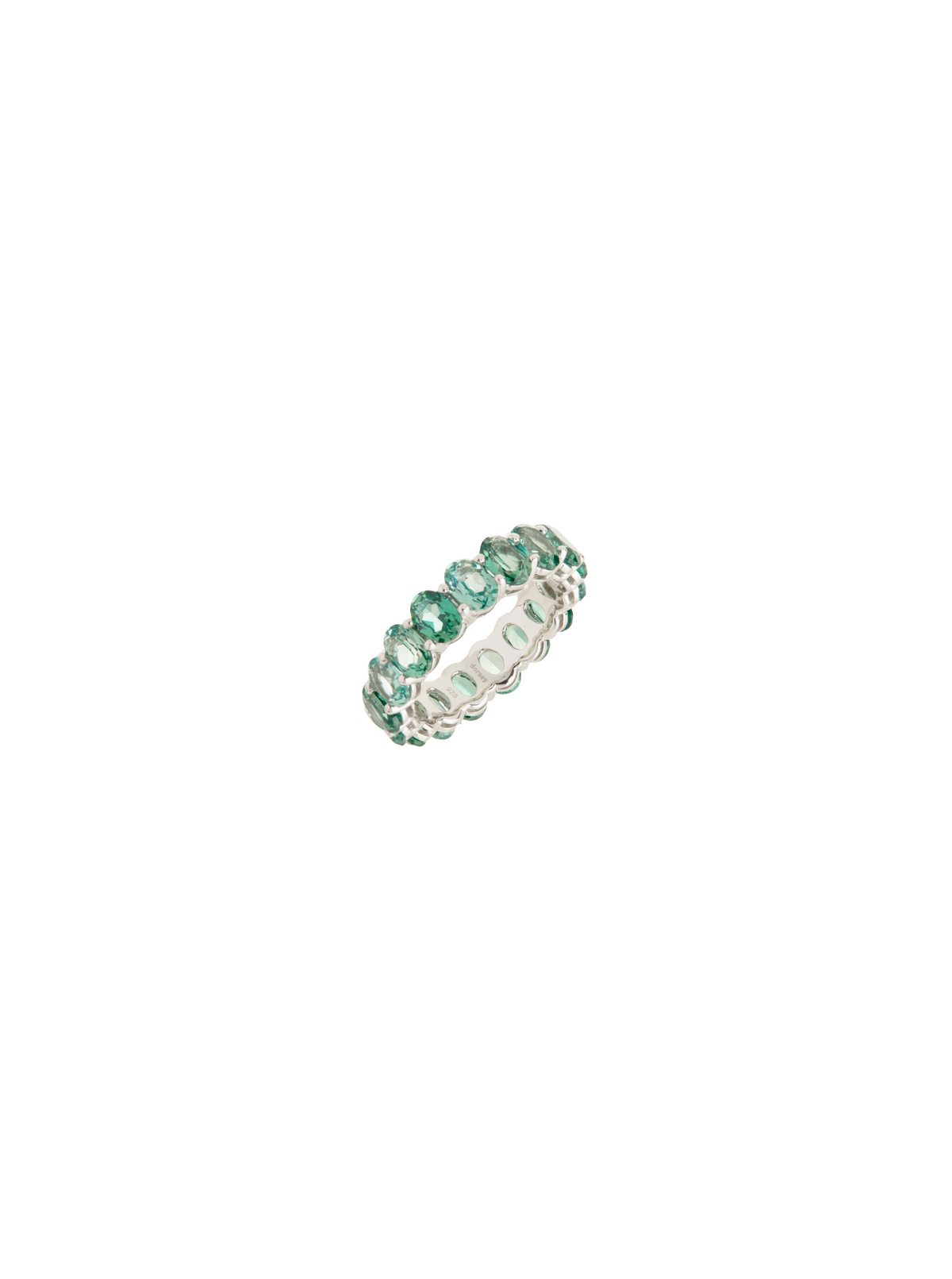 OVAL CUT ETERNITY BAND, LAB LIGHT GREEN SPINEL, SILVER