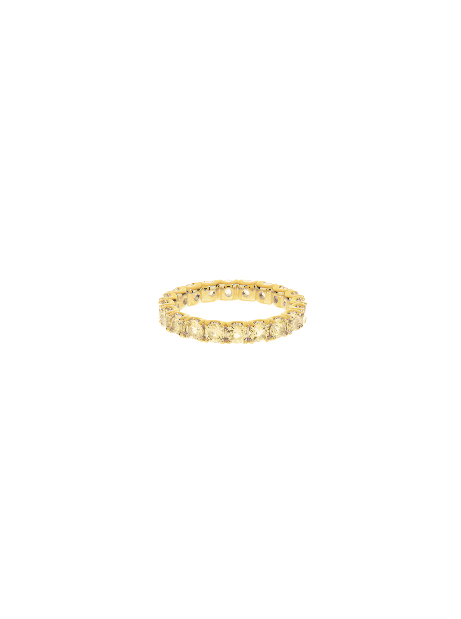 ROUND CUT ETERNITY BAND, LAB YELLOW SAPPHIRE, GOLD