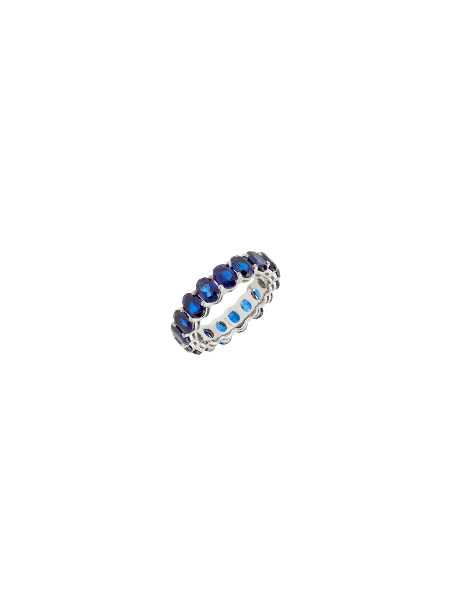 OVAL CUT ETERNITY BAND, LAB BLUE SAPPHIRE, SILVER