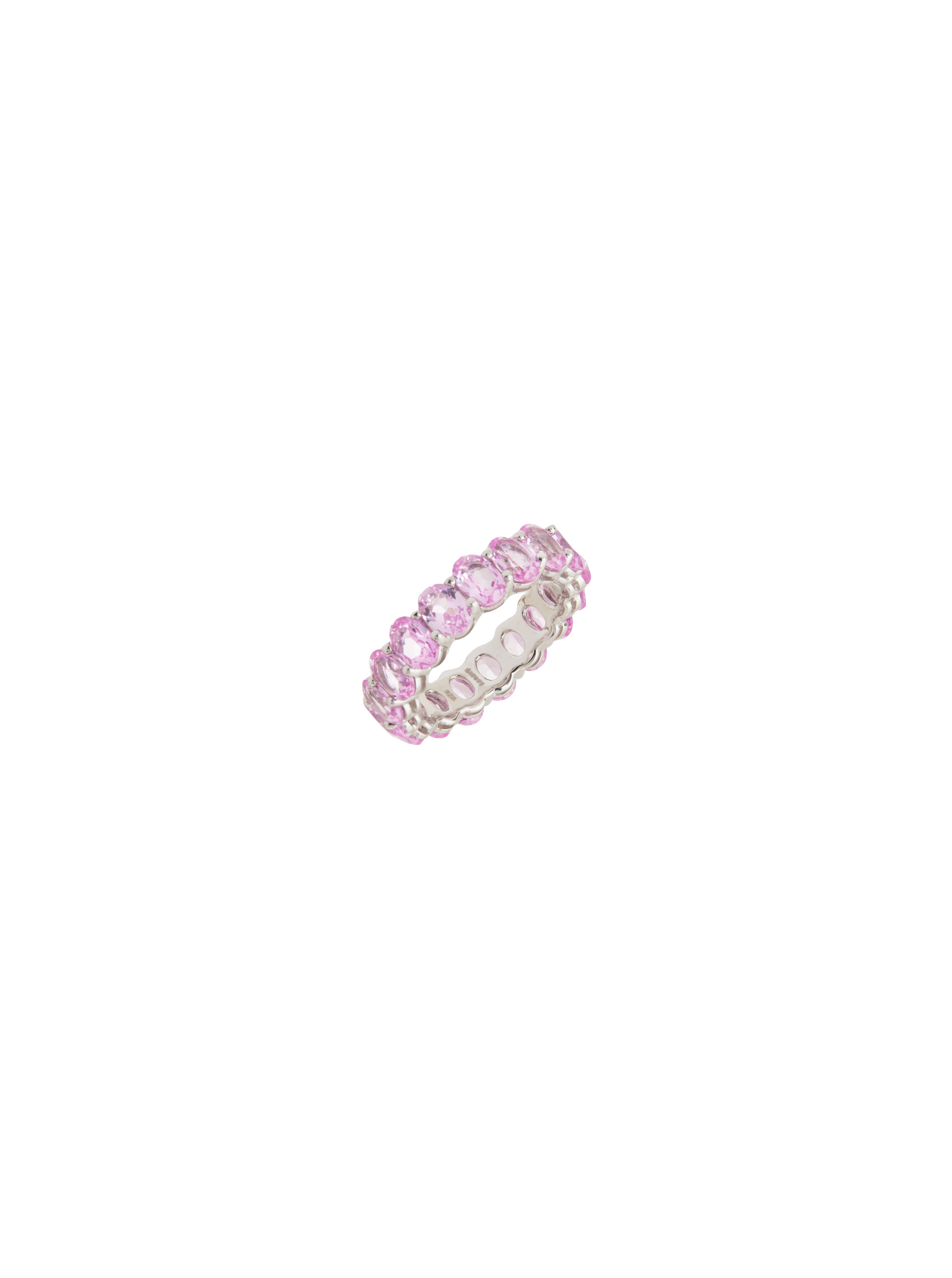 OVAL CUT ETERNITY BAND, LAB PINK SAPPHIRE, SILVER