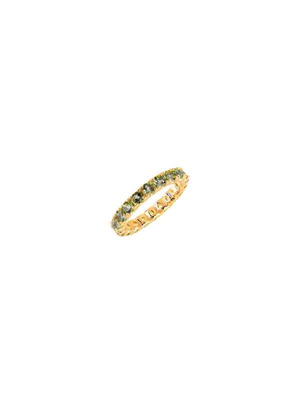 ROUND CUT ETERNITY BAND, LAB LIGHT GREEN SPINEL, GOLD