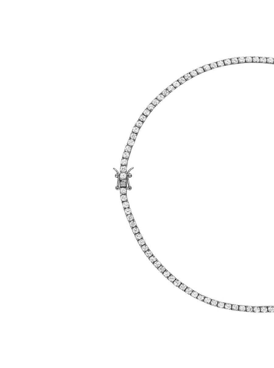 MOSS ROUND CUT, 3MM LAB WHITE SAPPHIRE SILVER RIVIÈRE NECKLACE