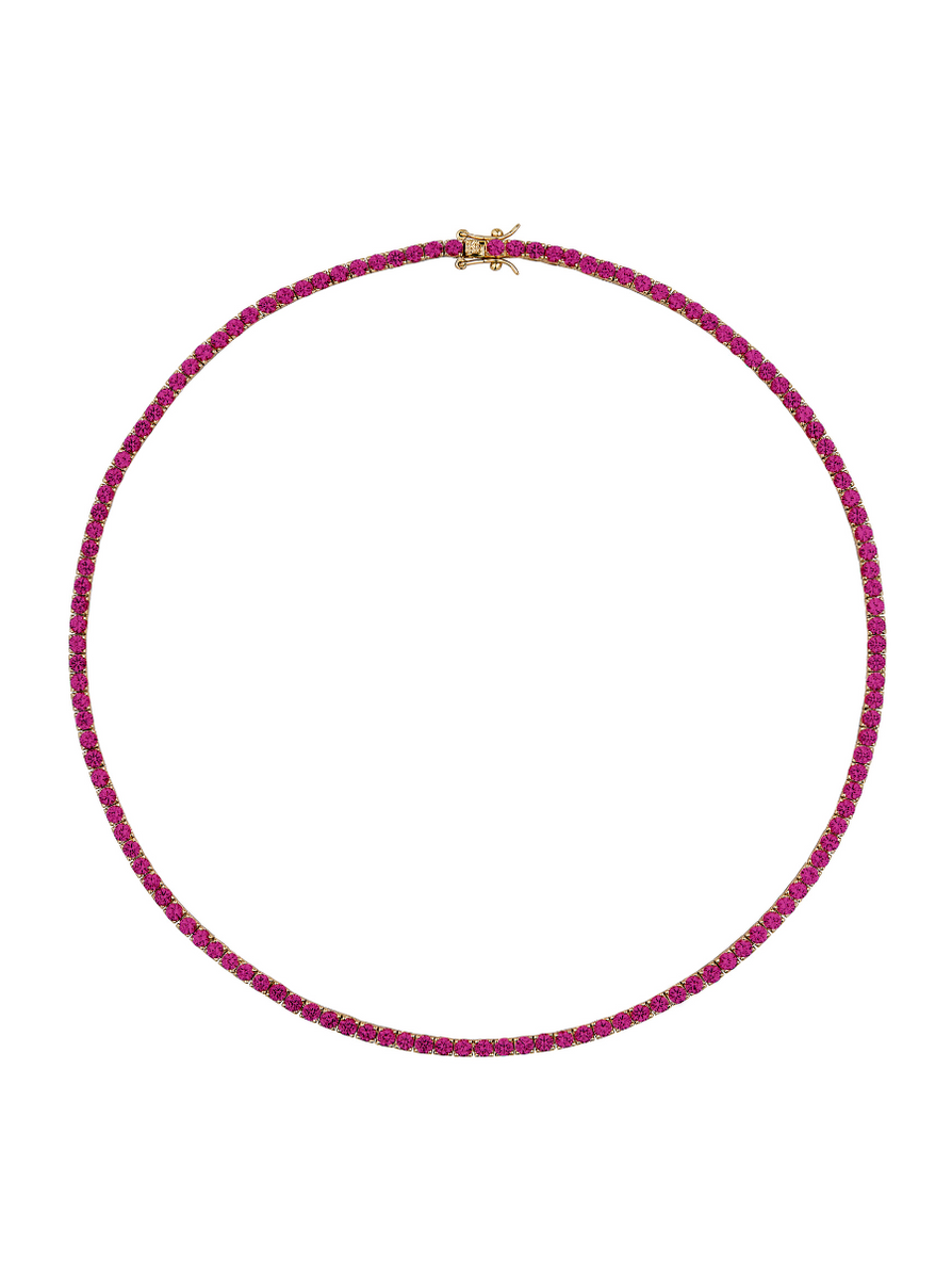 MOSS ROUND CUT, LAB RED SAPPHIRE RIVIÈRE NECKLACE