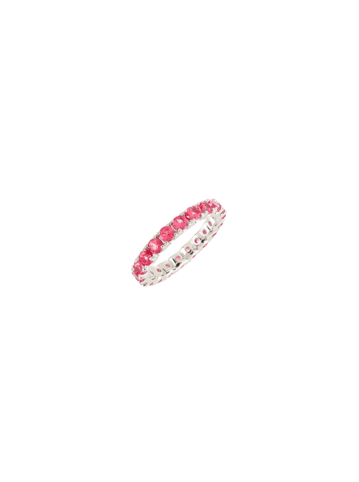 ROUND CUT ETERNITY BAND, LAB RED SAPPHIRE, SILVER