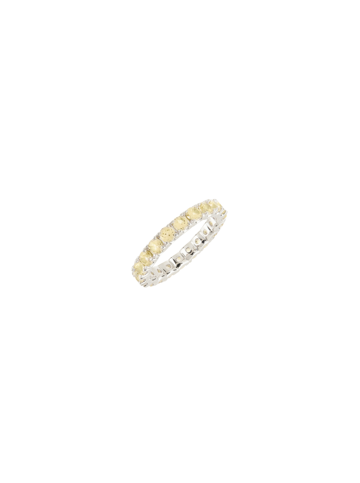 ROUND CUT ETERNITY BAND, LAB YELLOW SAPPHIRE, SILVER