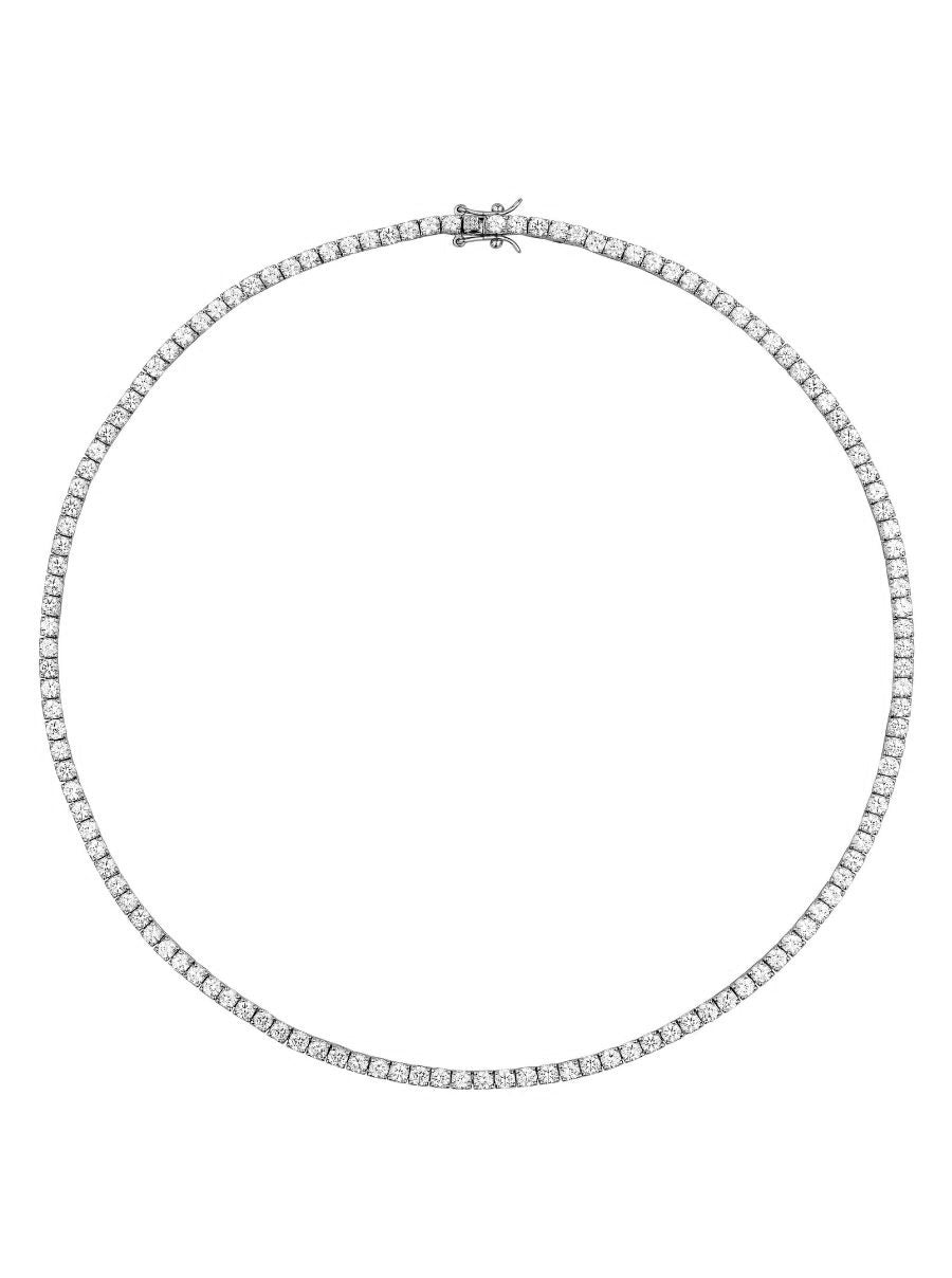 MOSS ROUND CUT, 3MM LAB WHITE SAPPHIRE SILVER RIVIÈRE NECKLACE