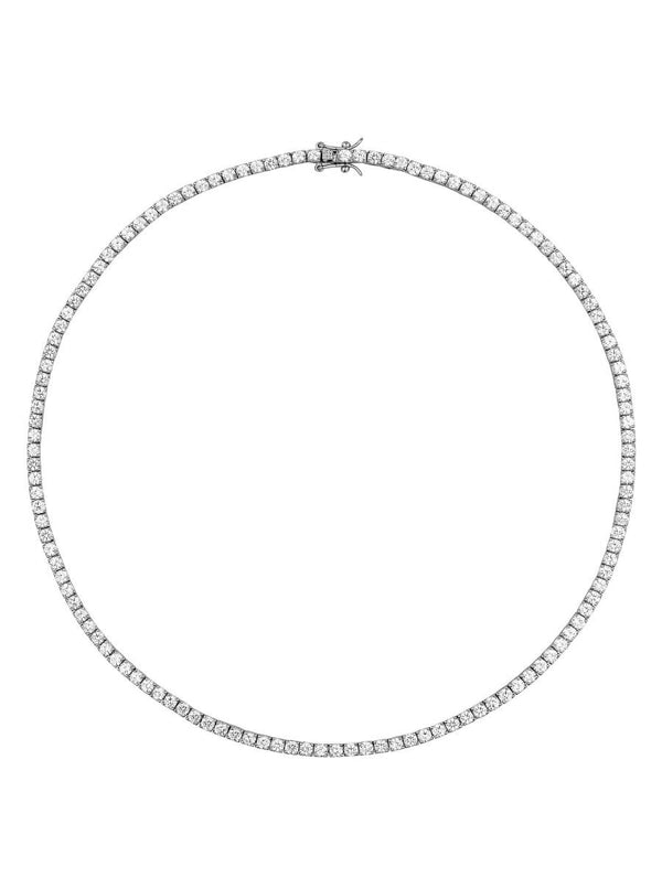 MOSS ROUND CUT, 3MM LAB WHITE SAPPHIRE SILVER RIVIÈRE NECKLACE