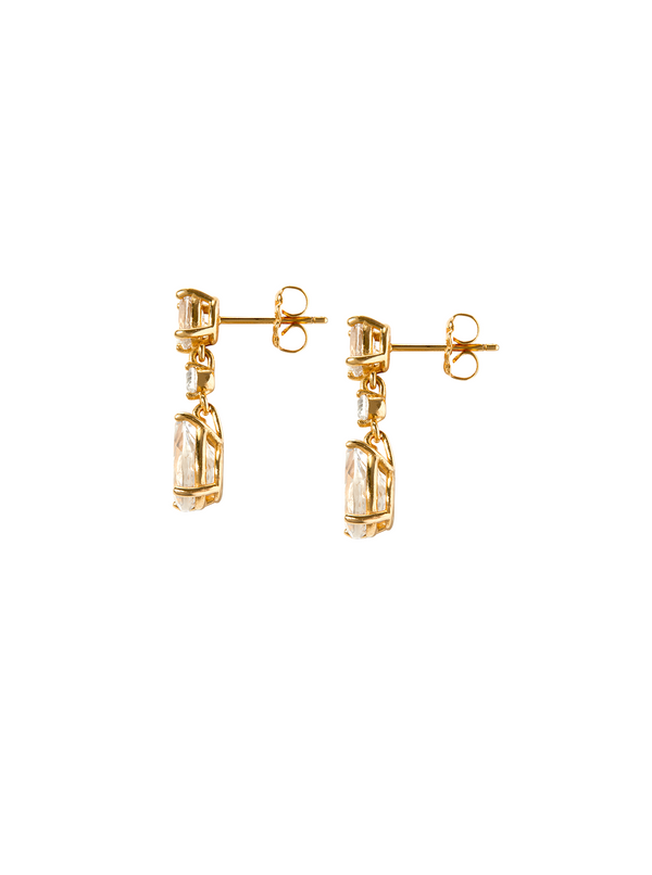 BEA, 5 CARAT LAB WHITE SAPPHIRE GOLD DROP EARRINGS