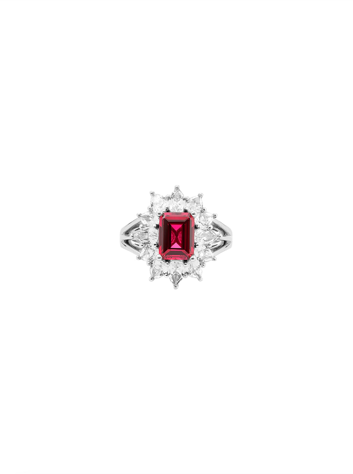 BENSON, LAB RED SAPPHIRE PINKY RING, SILVER