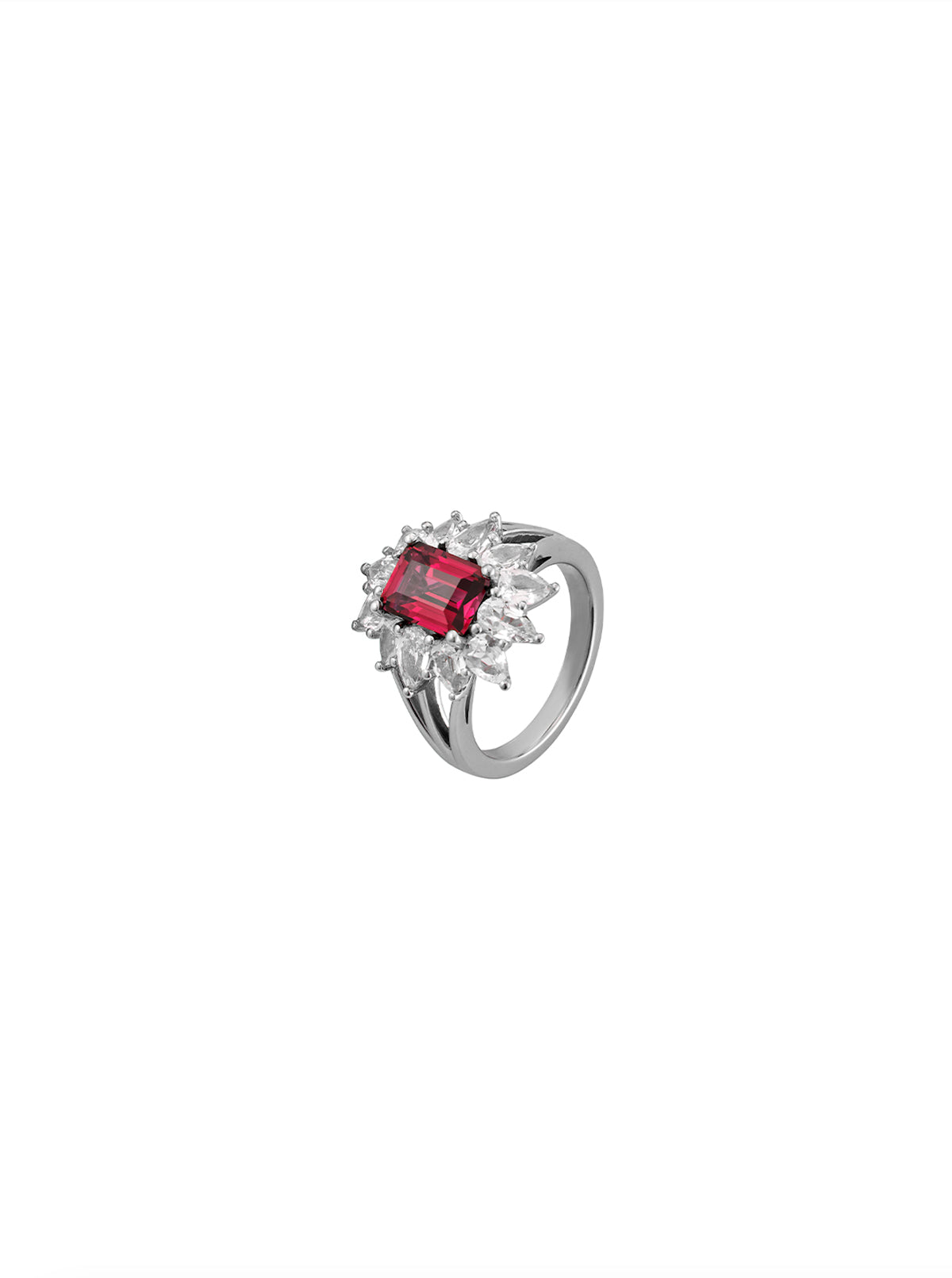 BENSON, LAB RED SAPPHIRE PINKY RING, SILVER