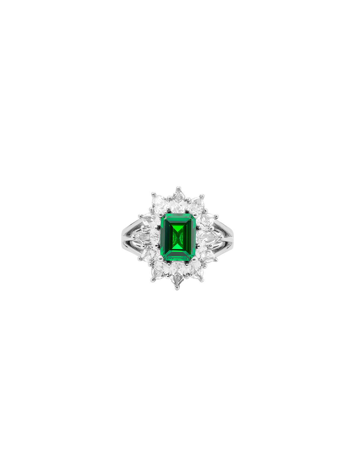 BENSON, LAB EMERALD PINKY RING, SILVER