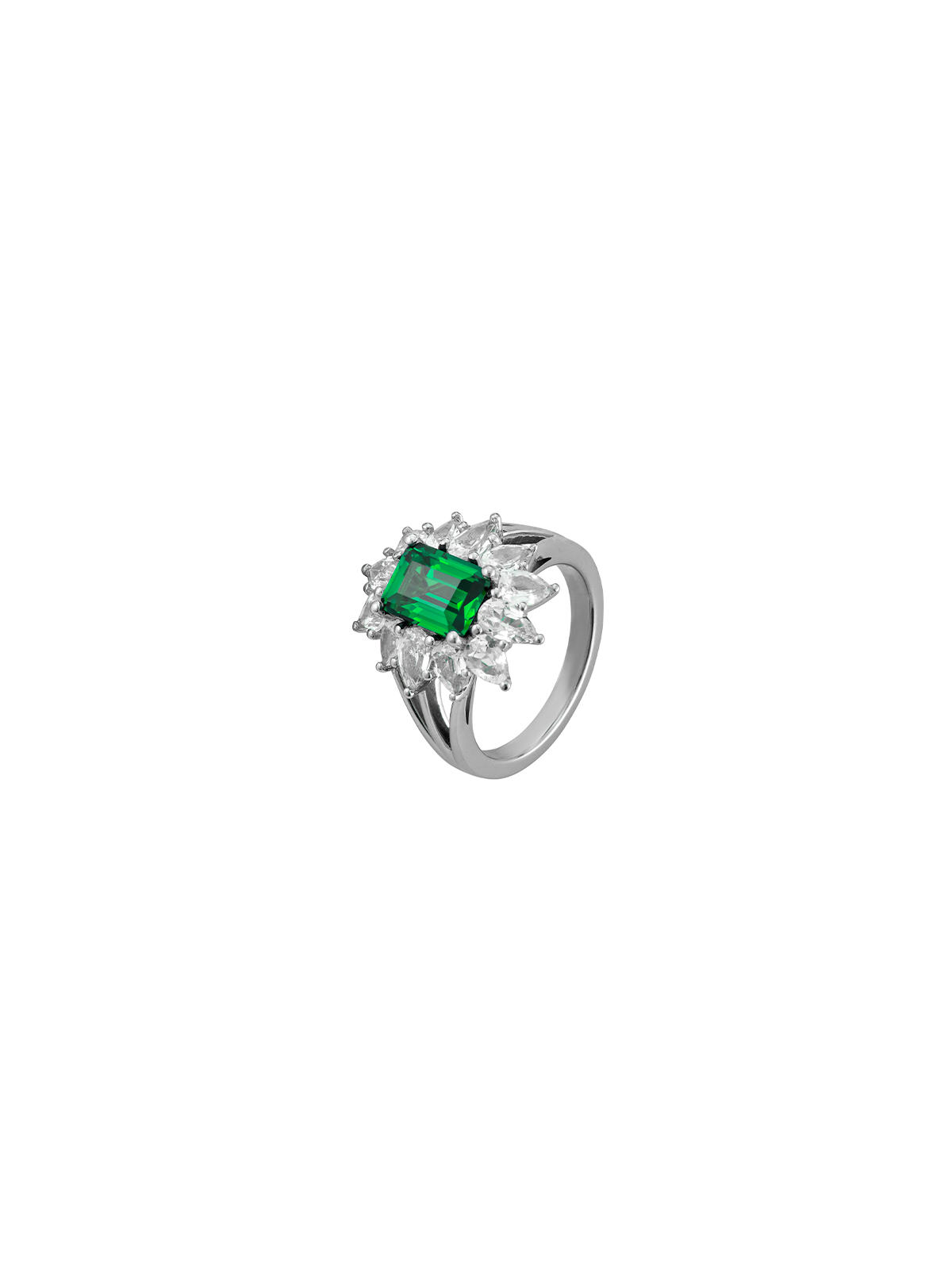 BENSON, LAB EMERALD PINKY RING, SILVER