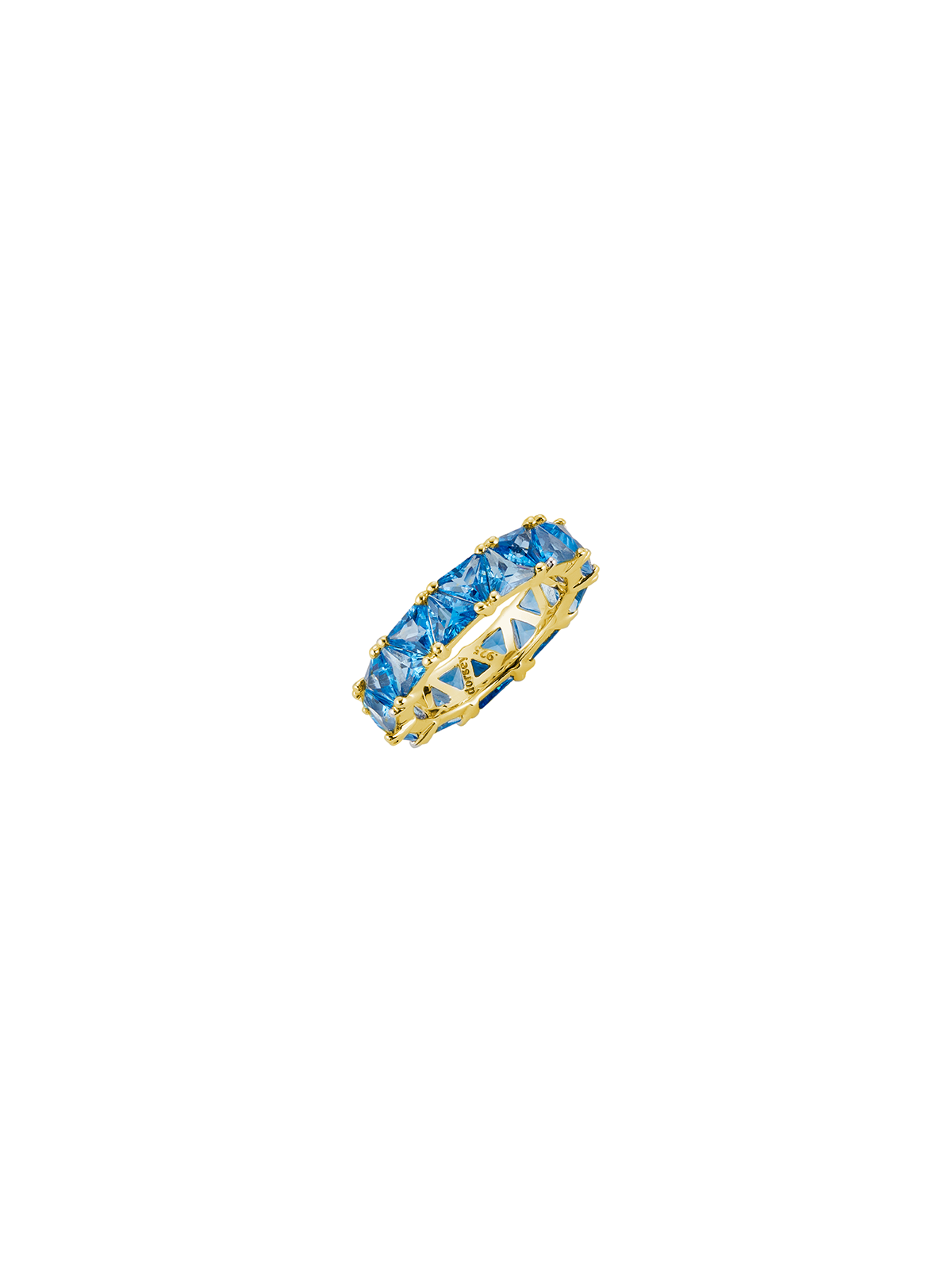 THEODORA DOUBLE TRILLION, LAB BLUE TOPAZ SPINEL RING, GOLD