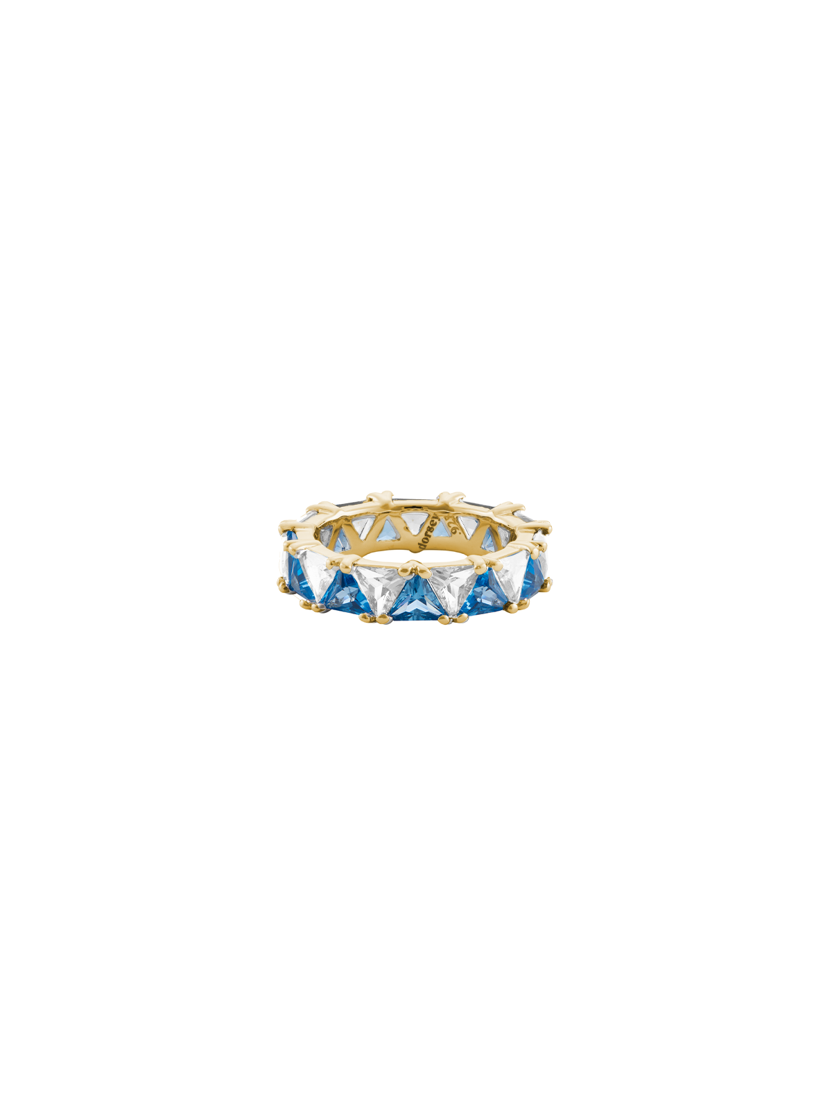 THEODORA DOUBLE TRILLION, LAB BLUE TOPAZ SPINEL AND WHITE SAPPHIRE RING, GOLD