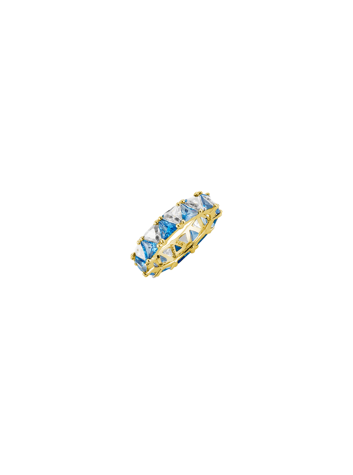 THEODORA DOUBLE TRILLION, LAB BLUE TOPAZ SPINEL AND WHITE SAPPHIRE RING, GOLD