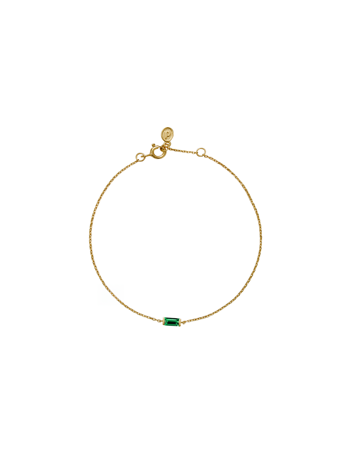 BAGUETTE LAB EMERALD GOLD CHAIN BRACELET