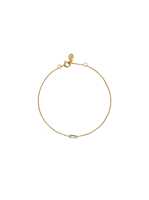 BAGUETTE LAB WHITE SAPPHIRE GOLD CHAIN BRACELET