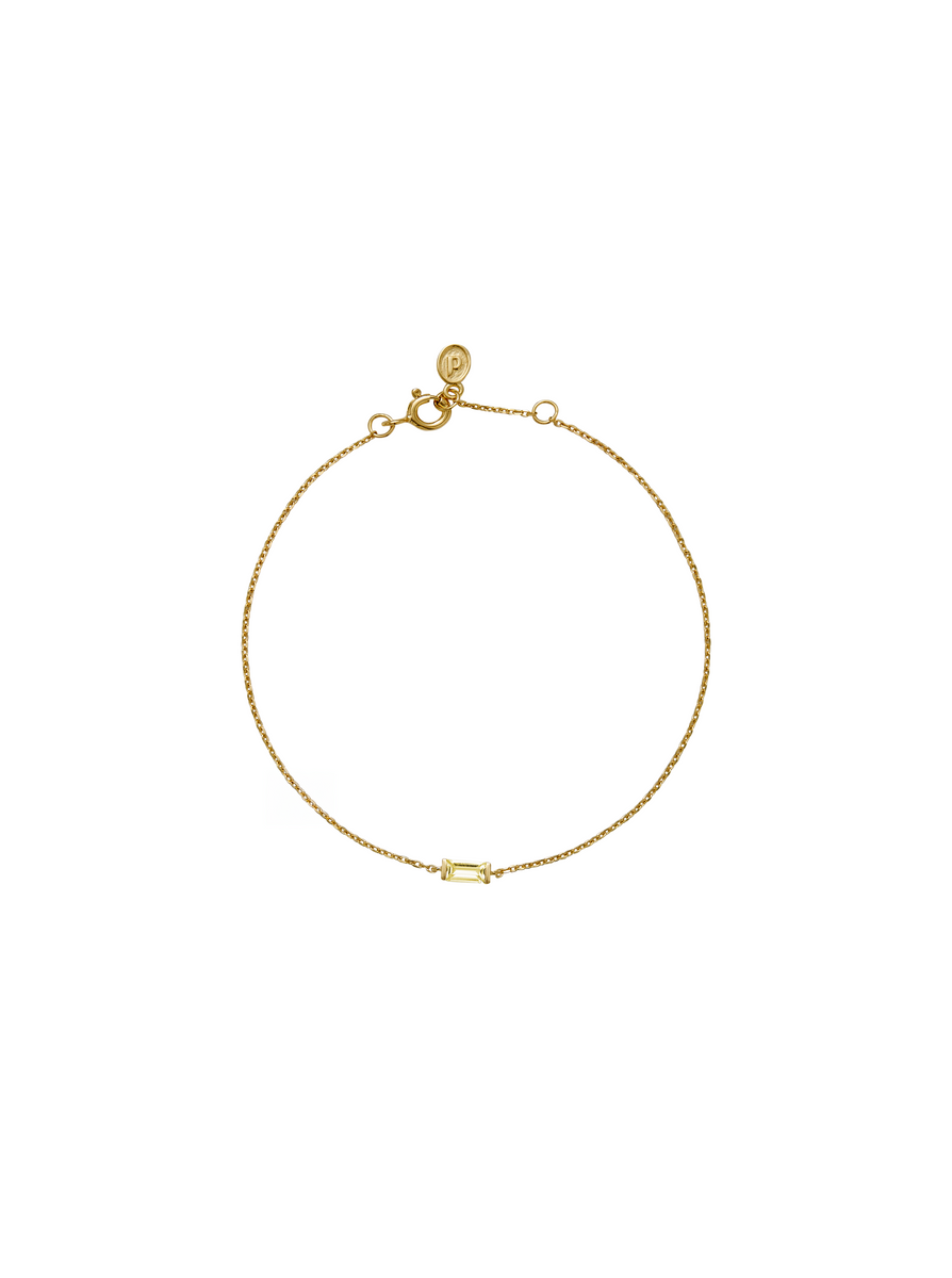 BAGUETTE LAB YELLOW SAPPHIRE GOLD CHAIN BRACELET