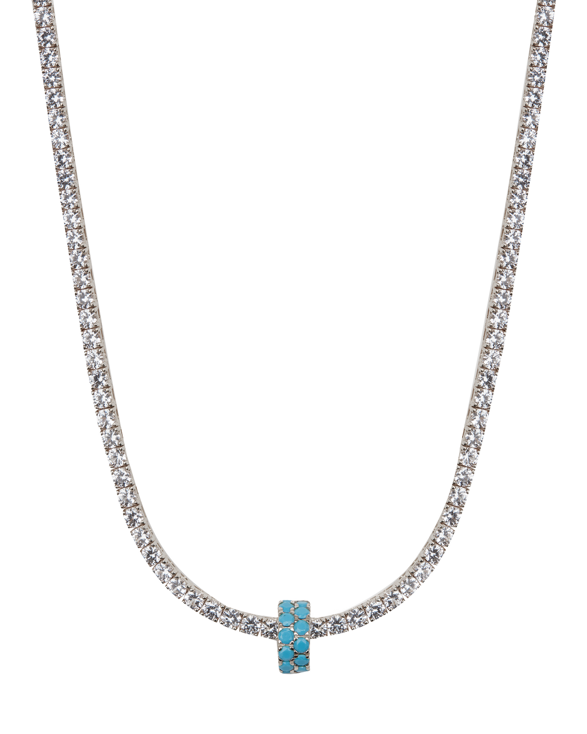 TWO-ROW RIVIÈRE PENDANT, NANO TURQUOISE, SILVER