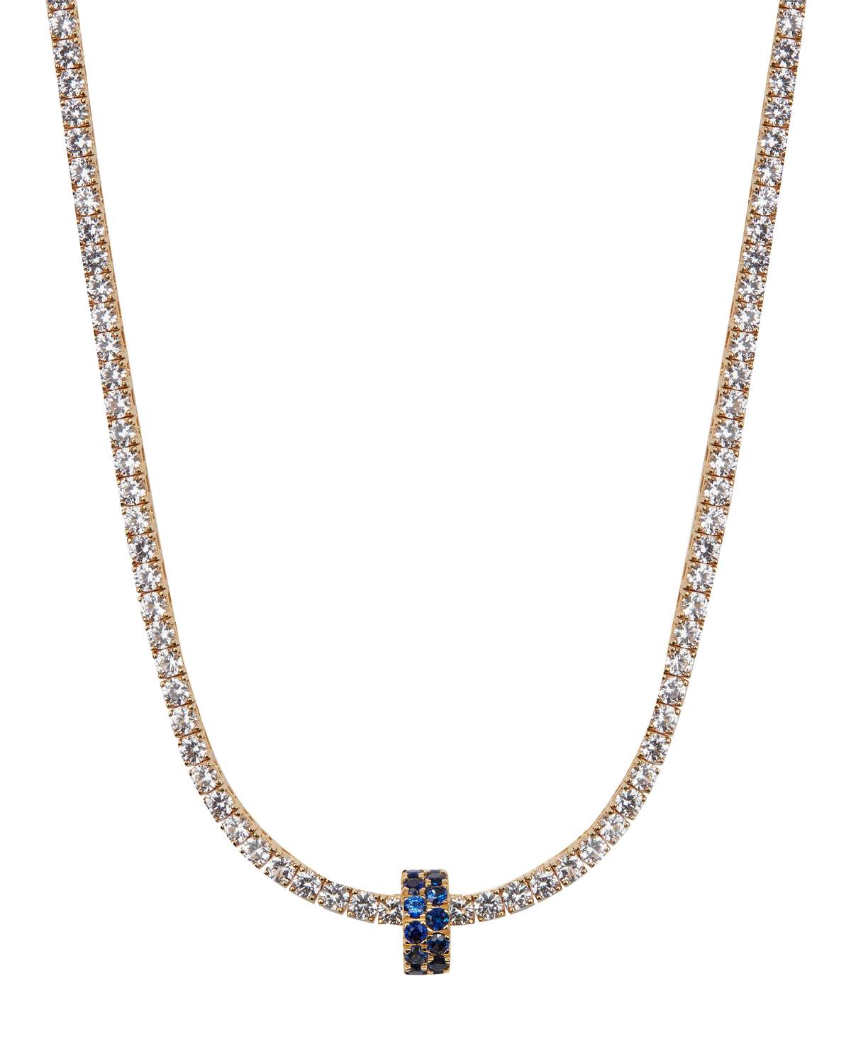 TWO-ROW RIVIÈRE PENDANT, LAB BLUE SAPPHIRE, GOLD