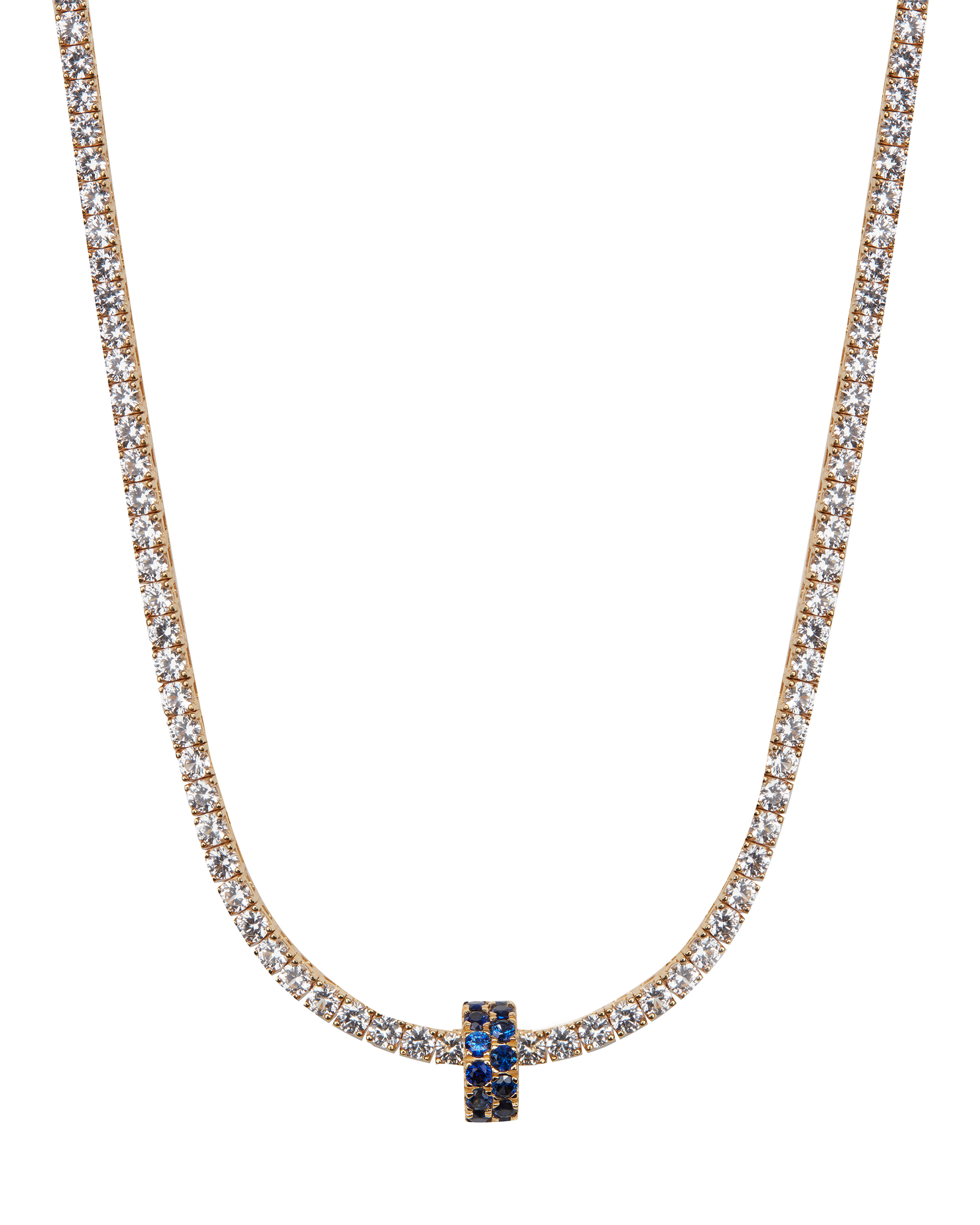 TWO-ROW RIVIÈRE PENDANT, LAB BLUE SAPPHIRE, GOLD