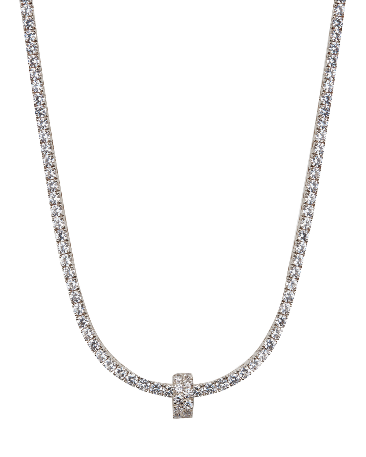 TWO-ROW RIVIÈRE PENDANT, LAB WHITE SAPPHIRE, SILVER