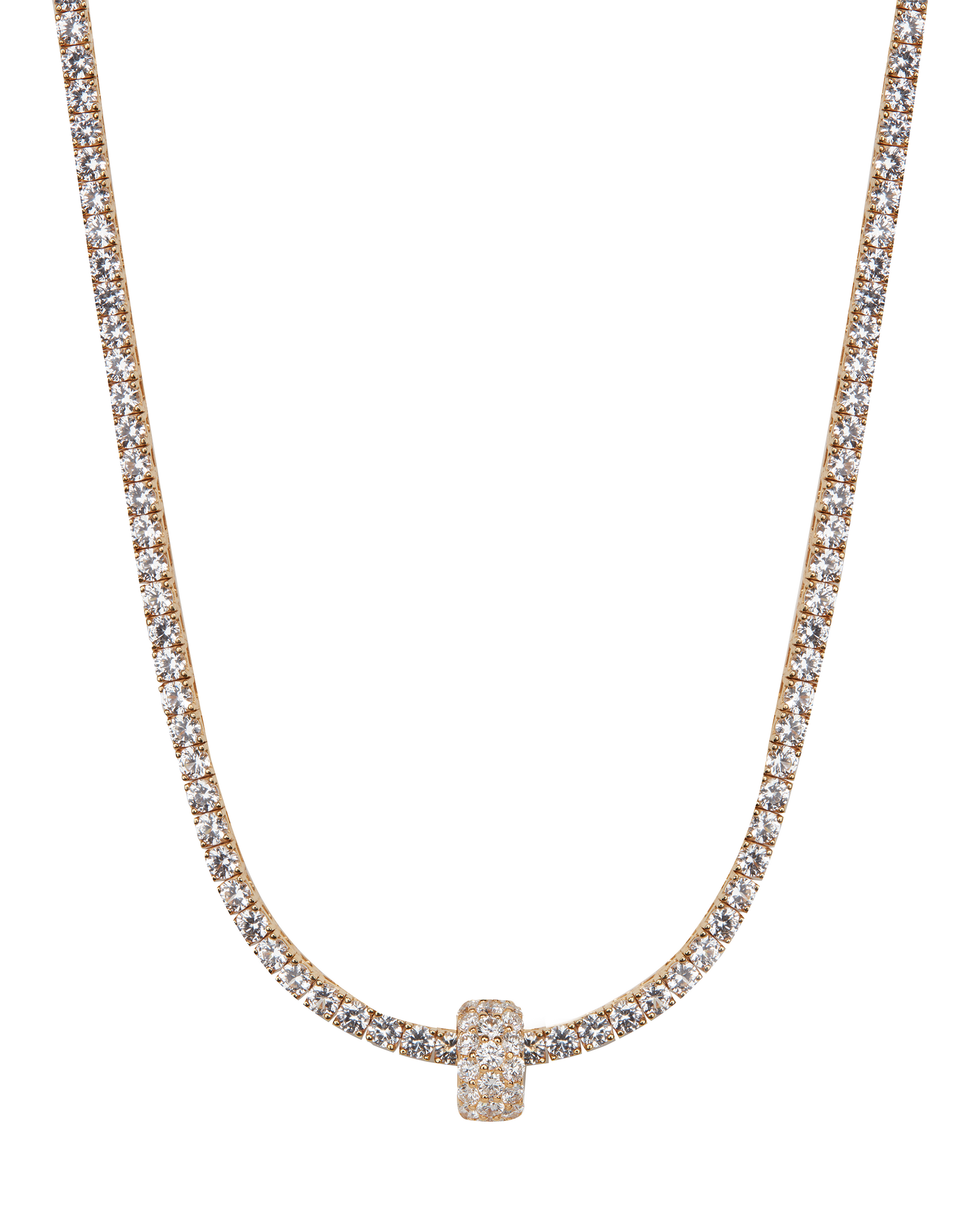 THREE-ROW RIVIÈRE PENDANT, LAB WHITE SAPPHIRE, GOLD